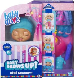 BABY ALIVE - BABY GROWS UP! POUPÉE DE BÉBÉ QUI GRANDIT (NOUVEAU-NÉ, BÉBÉ ET GRANDE FILLE) ET QUI PARLE